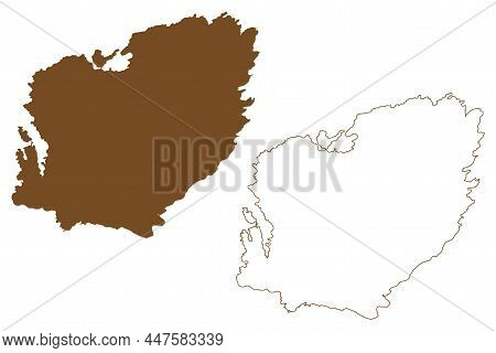 Frei Island (kingdom Of Norway) Map Vector Illustration, Scribble Sketch Frei Map