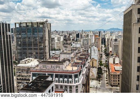 Skyline Of Sao Paulo Brazil, Taken From The Farol Satander Building.
