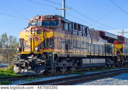 New Orleans, La - January 27: Kansas City Southern De Mexico Locomotive Near The Mississippi River L
