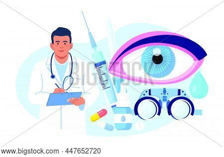 Ophthalmology Medicine And Optical Eyesight Examination. Idea Of Eye Care And Vision. Ophthalmologis