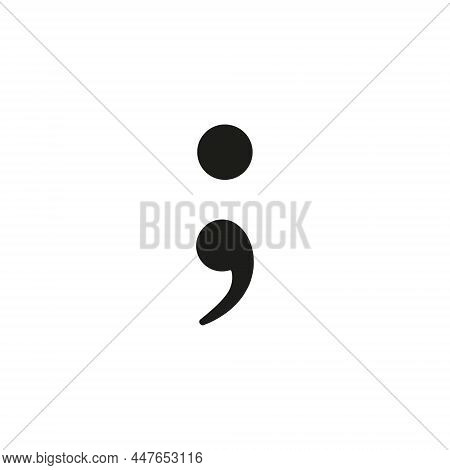 Semicolon Symbol Hand Drawn With Blue And Pink Highlighters, Isolated On A Blank Background. Vector 