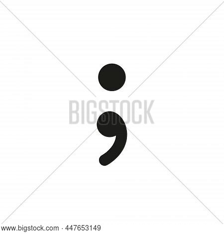 Semicolon Symbol Hand Drawn With Blue And Pink Highlighters, Isolated On A Blank Background. Vector 