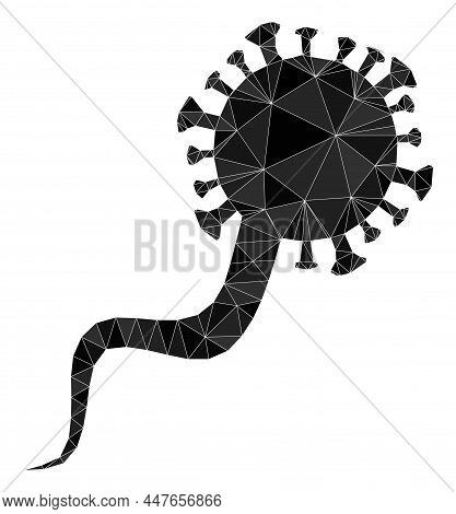 Lowpoly Polygonal Virion Virus Icon Illustration. Vector Virion Virus Icon Filled With Triangles. Lo
