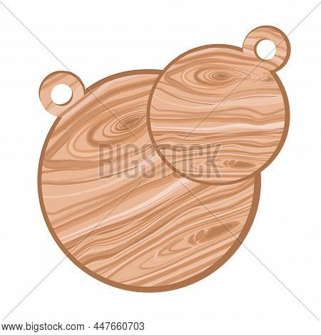 Wooden Board. Round Trays. Background For Text. Vector Illustration