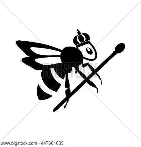 Vector Emblem With A Bee. Queen Bee. Bee Silhouette. Logo With A Bee.