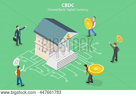 3d Isometric Flat Vector Conceptual Illustration Of Cbdc - Central Bank Digital Currency, Online Int