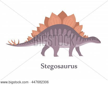 Cartoon Illustration Of Cute Stegosaurus With Spikes