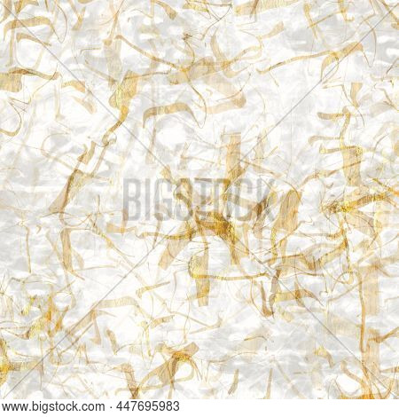 Handmade White Gold Metallic Rice Sprinkles Paper Texture. Seamless Washi Sheet Background. Sparkle 
