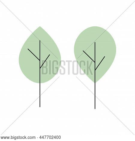 Two Tree Icon. Green Sign. Simple Design. Botanical Concept. Nature Background. Vector Illustration.