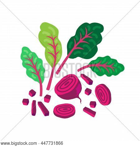 Mangold Or Swiss Chard Leaves And Slices. Healthy Food Nutrition Product. Lifestyle Concept, Culinar