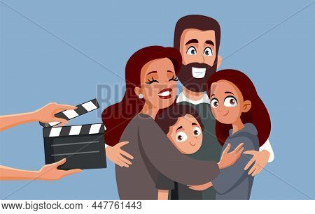 Crew Filming A Family Show Vector Cartoon Illustration