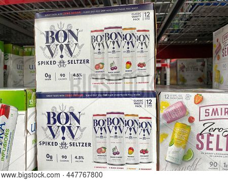 Orlando,fl Usa - January 31, 2021:  Cases Of Bon Viv Hard Spiked Seltzer Alcohol Beverages At A Sams