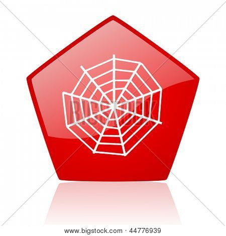 icono brillante de araña web web rojo