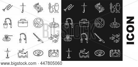 Set Line Calendar With A Fish, Fish, Fishing Float In Water, Case Or Box Container For Wobbler And G