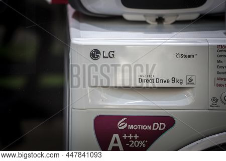 Belgrade, Serbia - June 8, 2019: Selective Blur On The Lg Electronics Logo On A Washing Machine Of T