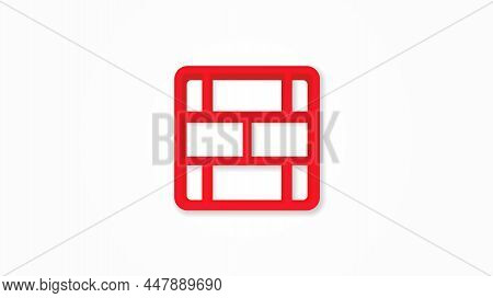 Brick Wall, Firewall 3d Realistic Line Icon. Vector Illustration