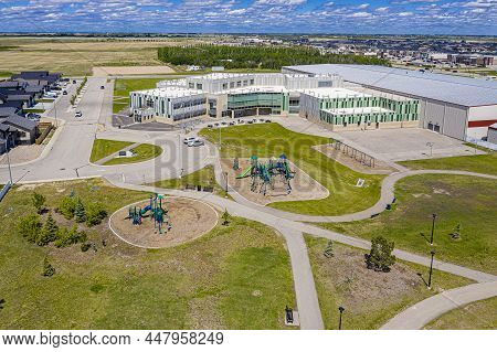Aerial View Of Warman, Saskatchewan On The Canadian Prairies