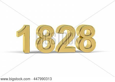 Golden 3d Number 1828 - Year 1828 Isolated On White Background - 3d Render
