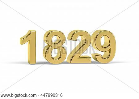Golden 3d Number 1829 - Year 1829 Isolated On White Background - 3d Render