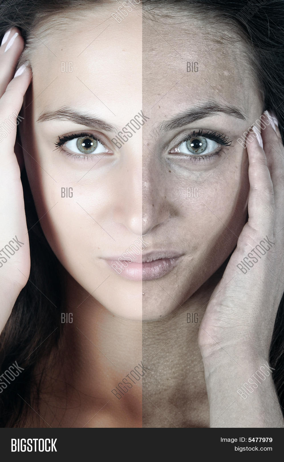 девушка показывает на мокрую голову. грязный цвет кожи. землисто серый цвет лица. неравномерная кожа лица. зеленоватый цвет лица.