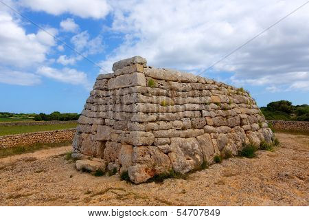 Menorca Ciutadella Naveta des Tudons megalithic chamber tomb In Balearic islands