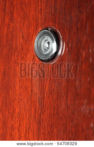 Peephole On Wooden Door