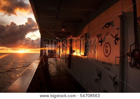 sunset reflection at oil tankers