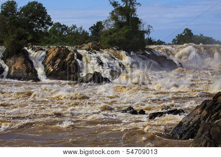 konpapeng water falls ,mekong river in champasak southern laos