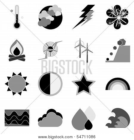 Climate Icons On White Background