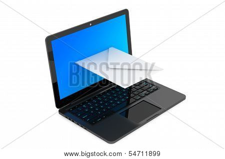 E-mail Concept. Modern Laptop And Envelope