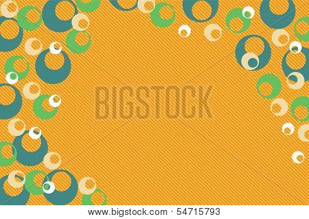 orange background with colored circles.