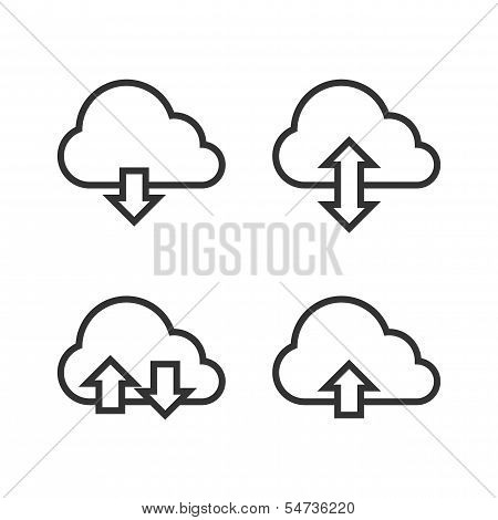 Cloud Storage Icon Set. Vector