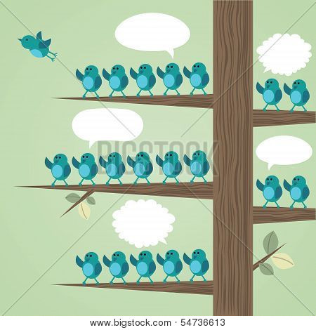 Tree with many birds.