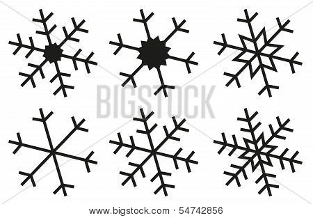 Set of 8 isolated illustration of snowflake silhouettes Poster ID:54742856