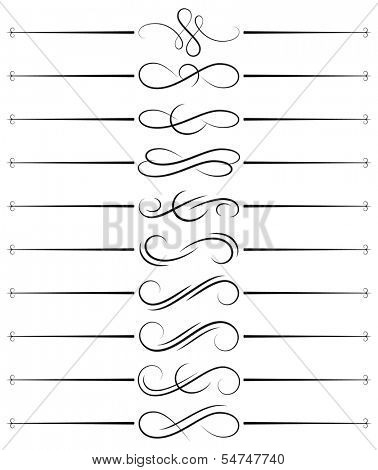 Set of ten page swirled decorations