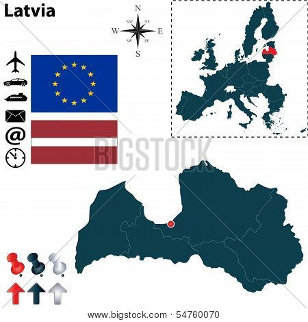 Map Of Latvia With European Union