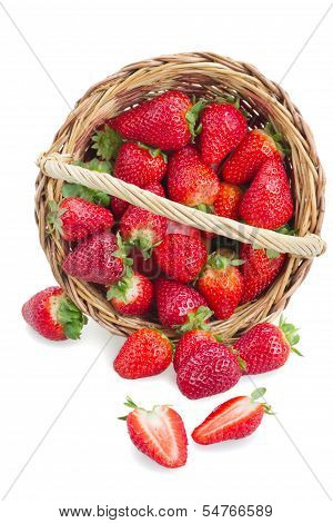 Fresh Strawberries In Wicker Basket