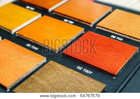 Table Of Samples Of Veneered Wood