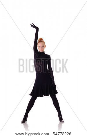 young beauty dancer on high heels isolated on white