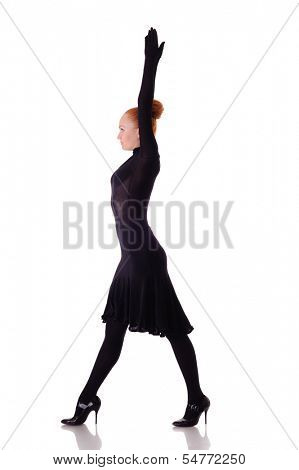 young beauty dancer on high heels isolated on white