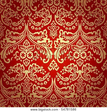 Damask vintage floral seamless pattern background.