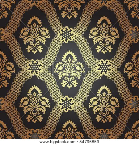 Seamless pattern background.Damask wallpaper.