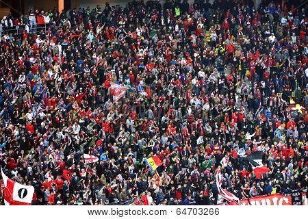 Crowd Of Football Fans In A Stadium