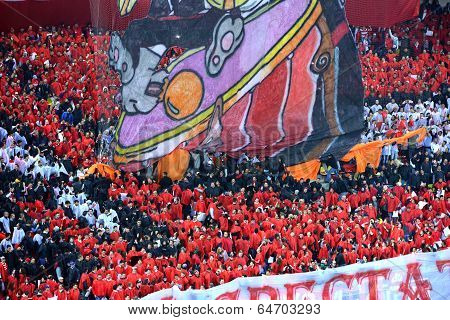 Crowd Of Soccer Fans In A Stadium