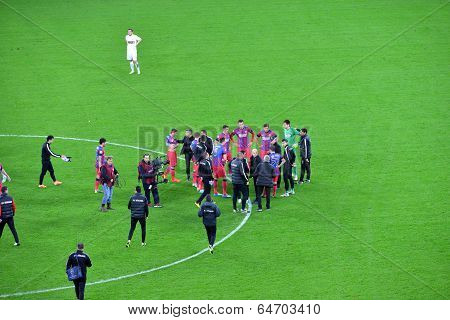 End Of The Soccer Macth. Steaua Bucharest Won Against Dinamo