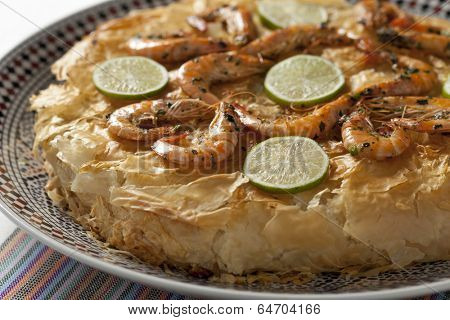 Fresh baked Moroccan fish pastilla
