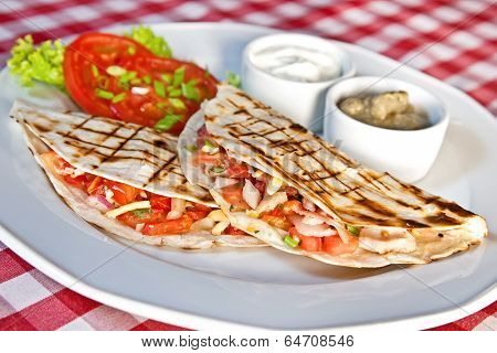Barbecue Chicken And Cheddar Quesadillas