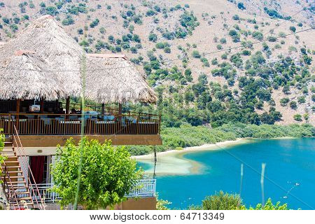 Beach In Village Kavros In Crete  Island, Greece. Magical Turquoise Waters, Lagoons. Travel Backgrou