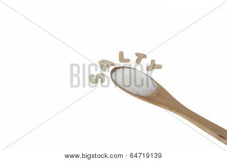 Spoon Of Salt With The Word - Salty