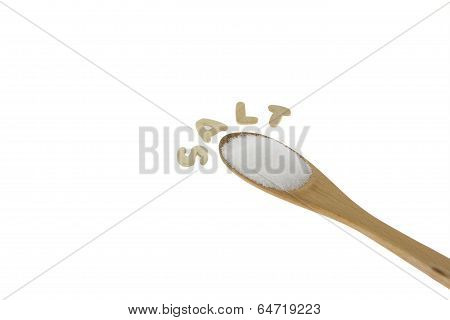 Wooden Spoon Of Salt With The Text - Salt